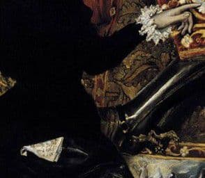 Detalle del panuelo de Jorge Manuel con el ano de su nacimiento en 1578 Detalle del panuelo de Jorge Manuel con el ano de su nacimiento en 1578