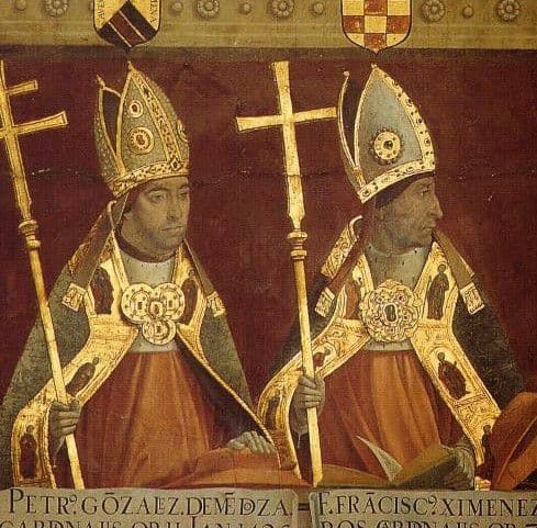 Los cardenales Menzona y Cisneros, segun Juan de Borgoña (1508) en la Catedral de Toledo Los cardenales Menzona y Cisneros, segun Juan de Borgoña (1508) en la Catedral de Toledo