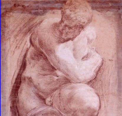 Dibujo del Greco (h. 1570) tomanfdo como modelo una obra de Miguel Angel Dibujo del Greco (h. 1570) tomanfdo como modelo una obra de Miguel Angel